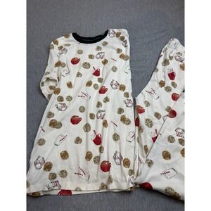 Burts Bees Women's Pajamas Set XS Milk and Cookies Organic Cotton Cozy Holiday